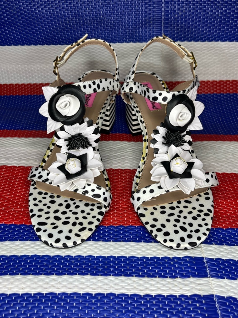 BETSEY JOHNSON Adde Polka Dot  Floral Dress Sandal Women size 7.5 Shoes Casual - Picture 11 of 11